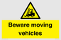 WV7379: Beware moving vehicles with Warning forklift symbol