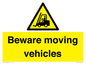 WV7379: Beware moving vehicles with Warning forklift symbol