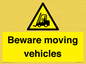 WV7379: Beware moving vehicles with Warning forklift symbol
