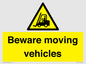WV7379: Beware moving vehicles with Warning forklift symbol