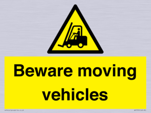 WV7379: Beware moving vehicles with Warning forklift symbol