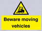 WV7379: Beware moving vehicles with Warning forklift symbol