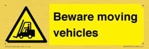 WV7379: Beware moving vehicles with Warning forklift symbol