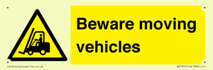 WV7379: Beware moving vehicles with Warning forklift symbol