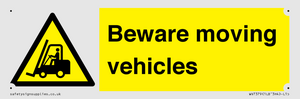 WV7379: Beware moving vehicles with Warning forklift symbol