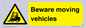 WV7379: Beware moving vehicles with Warning forklift symbol