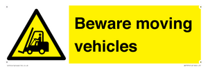 WV7379: Beware moving vehicles with Warning forklift symbol