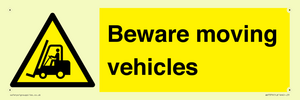 WV7379: Beware moving vehicles with Warning forklift symbol