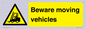 WV7379: Beware moving vehicles with Warning forklift symbol