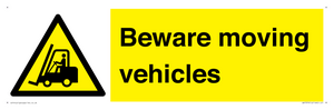 WV7379: Beware moving vehicles with Warning forklift symbol