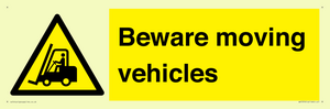 WV7379: Beware moving vehicles with Warning forklift symbol