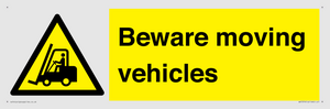 WV7379: Beware moving vehicles with Warning forklift symbol