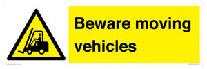 WV7379: Beware moving vehicles with Warning forklift symbol