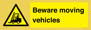 WV7379: Beware moving vehicles with Warning forklift symbol