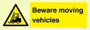 WV7379: Beware moving vehicles with Warning forklift symbol
