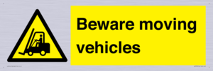 WV7379: Beware moving vehicles with Warning forklift symbol