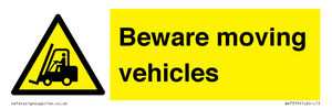 WV7379: Beware moving vehicles with Warning forklift symbol