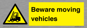 WV7379: Beware moving vehicles with Warning forklift symbol