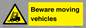 WV7379: Beware moving vehicles with Warning forklift symbol