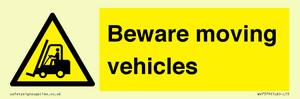 WV7379: Beware moving vehicles with Warning forklift symbol