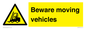 WV7379: Beware moving vehicles with Warning forklift symbol