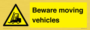 WV7379: Beware moving vehicles with Warning forklift symbol