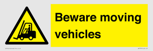 WV7379: Beware moving vehicles with Warning forklift symbol