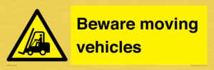 WV7379: Beware moving vehicles with Warning forklift symbol