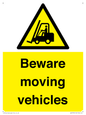 WV7379: Beware moving vehicles with Warning forklift symbol
