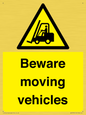 WV7379: Beware moving vehicles with Warning forklift symbol
