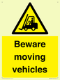 WV7379: Beware moving vehicles with Warning forklift symbol