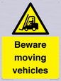 WV7379: Beware moving vehicles with Warning forklift symbol