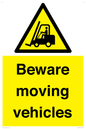 WV7379: Beware moving vehicles with Warning forklift symbol