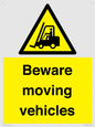 WV7379: Beware moving vehicles with Warning forklift symbol