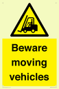 WV7379: Beware moving vehicles with Warning forklift symbol