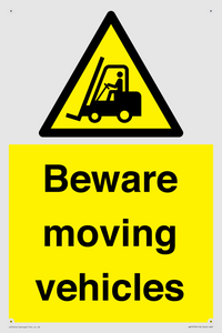 WV7379: Beware moving vehicles with Warning forklift symbol