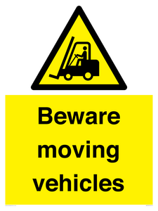 WV7379: Beware moving vehicles with Warning forklift symbol