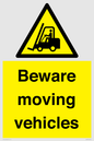 WV7379: Beware moving vehicles with Warning forklift symbol