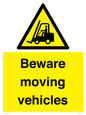 WV7379: Beware moving vehicles with Warning forklift symbol
