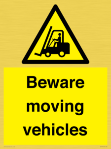 WV7379: Beware moving vehicles with Warning forklift symbol