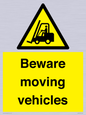 WV7379: Beware moving vehicles with Warning forklift symbol