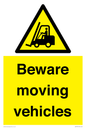 WV7379: Beware moving vehicles with Warning forklift symbol