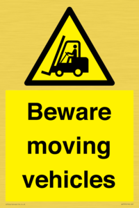 WV7379: Beware moving vehicles with Warning forklift symbol