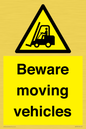 WV7379: Beware moving vehicles with Warning forklift symbol