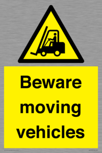 WV7379: Beware moving vehicles with Warning forklift symbol
