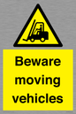 WV7379: Beware moving vehicles with Warning forklift symbol