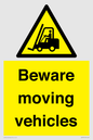 WV7379: Beware moving vehicles with Warning forklift symbol