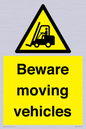 WV7379: Beware moving vehicles with Warning forklift symbol