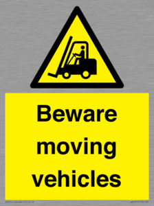 WV7379: Beware moving vehicles with Warning forklift symbol