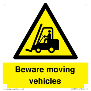WV7379: Beware moving vehicles with Warning forklift symbol